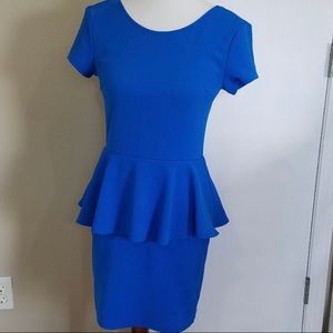 Blue Peplum Work Dress